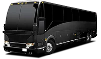 Elegant black luxury bus designed for large groups—featuring premium space, onboard Wi-Fi, and smooth travel for corporate or group events.