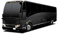 Large black luxury bus built for high-capacity travel with premium comfort and style.