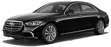 Sleek luxury black sedan shown at side angle, ideal for corporate and premium transfers.